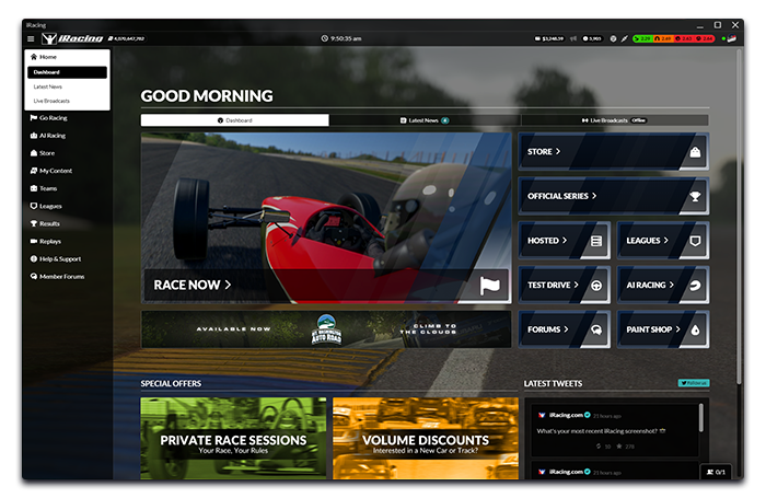 iRacing UI Home